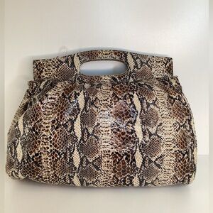 Pre Owned Perlina Snakeskin Print Clutch Bag